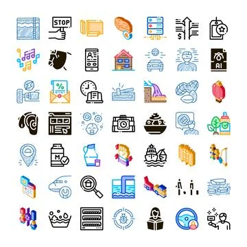 Diverse collection of abstract concepts and essential icons Ilustración de archivo