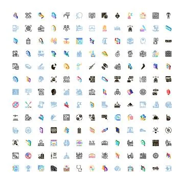 Diverse collection of app interface symbols and design elements Stock Illustration