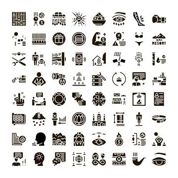 Diverse collection of app interface ui glyph icons Illustrazione stock