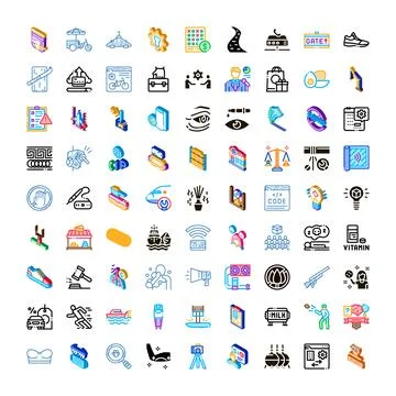 Diverse collection of application interface flat isometric icons Stockillustratie