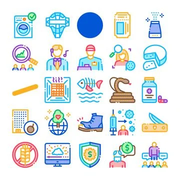 Diverse collection of color line vector icons Stockillustratie