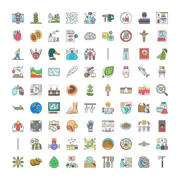 Diverse collection of color line vector icons Stock Illustration