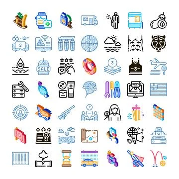 Diverse collection of color linear icons and symbols Stockillustratie