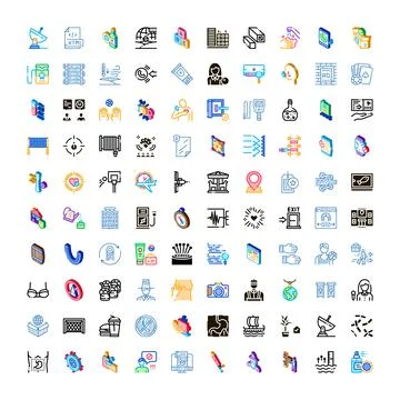 Diverse collection of color vector line icons Stock Illustration