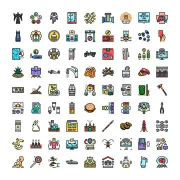 Diverse collection of color vector line icons イラスト素材