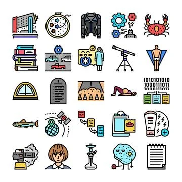 Diverse collection of color vector line icons Stockillustratie