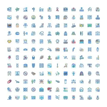 Diverse collection of color vector line icons Stock Illustration