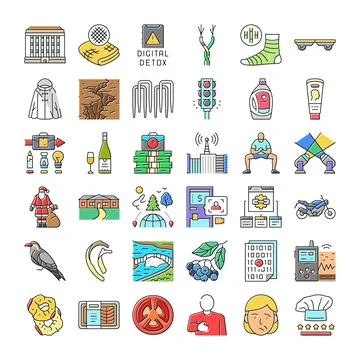Diverse collection of color vector line icons Stock-Illustration