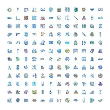 Diverse collection of colored doodle style concept icons 스톡 일러스트