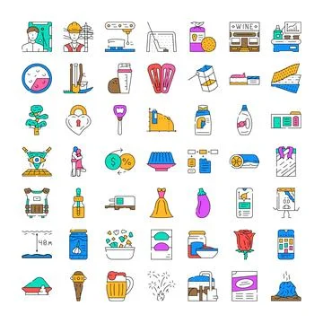 Diverse collection of colored outline digital icons Stockillustratie