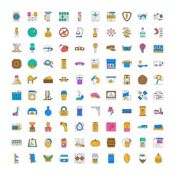 Diverse collection of colored outline web icons イラスト素材