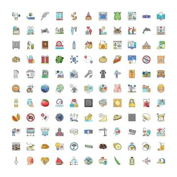 Diverse collection of colored outline web icons 스톡 일러스트