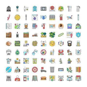 Diverse collection of colored outline web icons Illustrazione stock