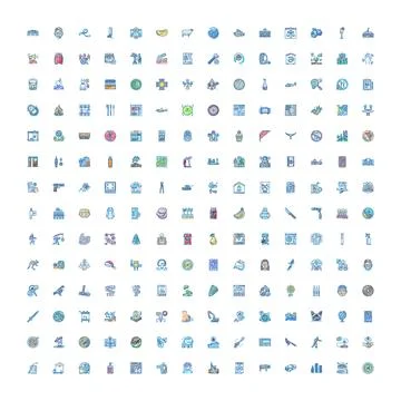Diverse collection of colored outline web and ui icons Stock Illustration