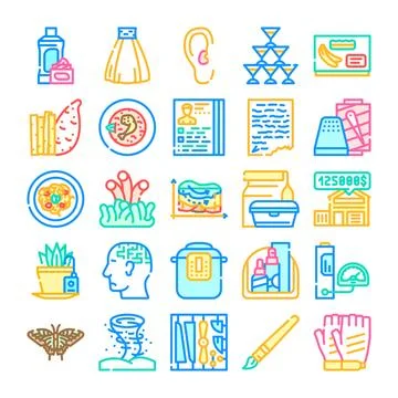 Diverse collection of colorful flat line web icons Stock Illustration
