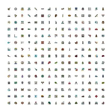 Diverse collection of colorful graphic design icons set 库存插图