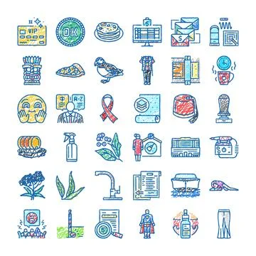 Diverse collection of colorful scribble doodle icons Stock Illustration