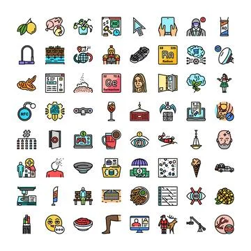 Diverse collection of colorful vector concept icons Stock Illustration
