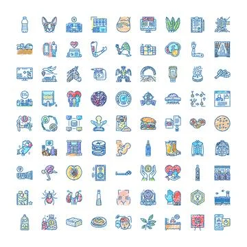 Diverse collection of colorful vector concept icons Stock Illustration