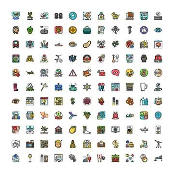 Diverse collection of colorful vector flat icons 스톡 일러스트