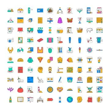 Diverse collection of colorful vector line icons for various concepts Stockillustratie