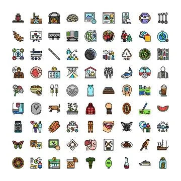 Diverse collection of colorful vector line icons Illustrazione stock