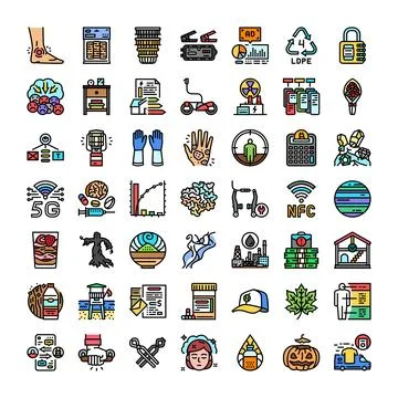 Diverse collection of concepts and flat icons Stockillustratie