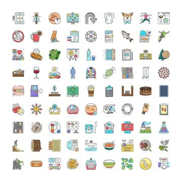 Diverse collection of concepts and objects line icons イラスト素材