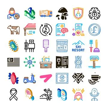 Diverse collection of concepts and theme icons Stock Illustration