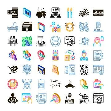 Diverse collection of conceptual digital interface line icons Stockillustratie