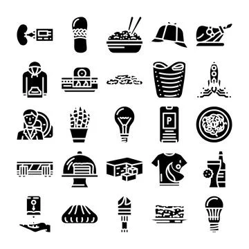 Diverse collection of creative glyph infographic icons Stock Illustration