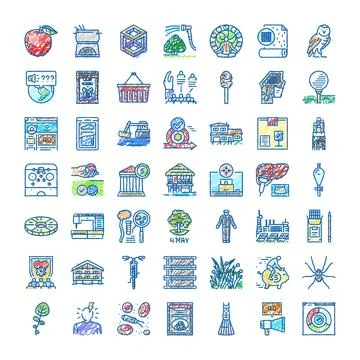 Diverse collection of creative scribble doodle icons Illustrazione stock