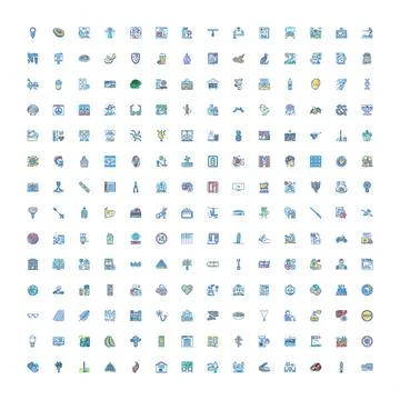 Diverse collection of creative scribble line icons 스톡 일러스트