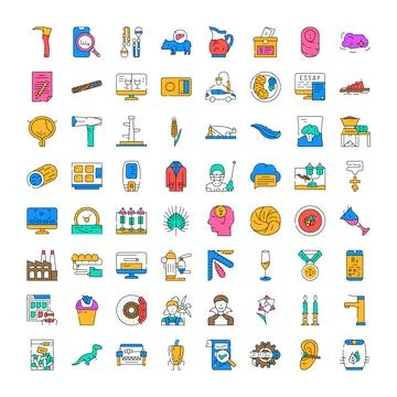 Diverse collection of creativity and abstract concept icons Stock Illustration