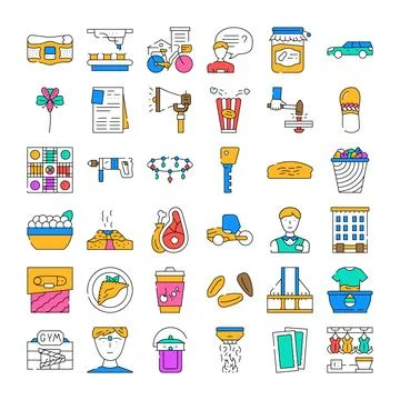 Diverse collection of daily life object icons Stock Illustration