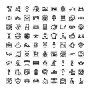 Diverse collection of daily objects and concepts icons 库存插图