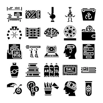 Diverse collection of daily objects and concept icons Stock Illustration