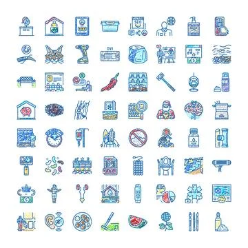 Diverse collection of doodle style flat icons 스톡 일러스트