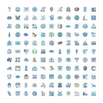 Diverse collection of doodle style line icons Stock Illustration