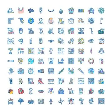 Diverse collection of doodle style linear icons Stock Illustration