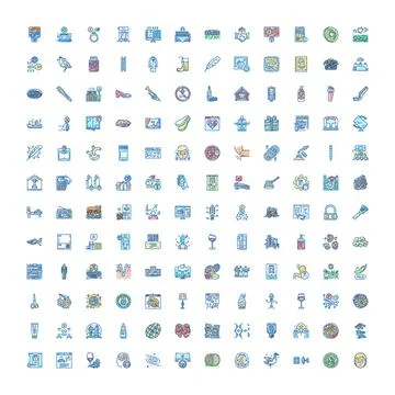 Diverse collection of doodle style universal icons Stock Illustration