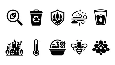 Diverse collection of environmental science and agriculture related vector .. Stock Illustration