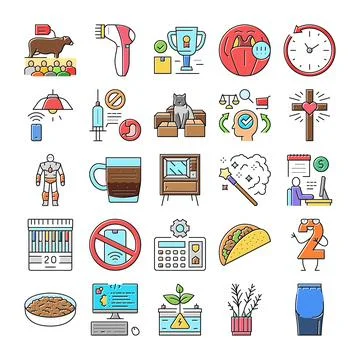 Diverse collection exploring business, technology, lifestyle, and education Illustrazione stock