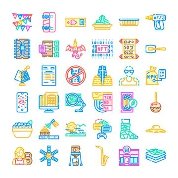 Diverse collection exploring modern life concepts icon set Stock-Illustration