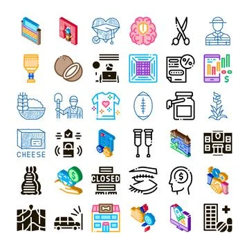 Diverse collection exploring various concepts and industries Stock Illustration