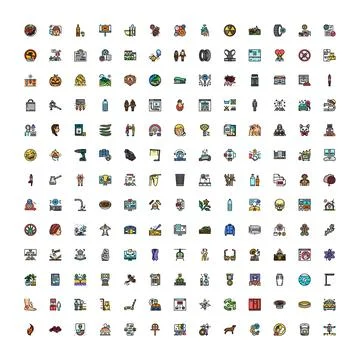 Diverse collection of flat design vector icons Illustrazione stock