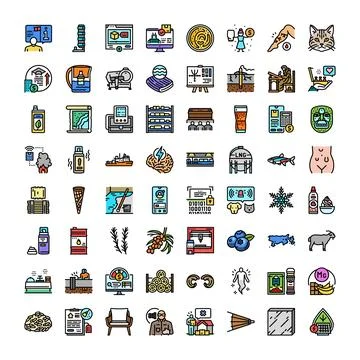 Diverse collection of flat design vector icons Stock Illustration
