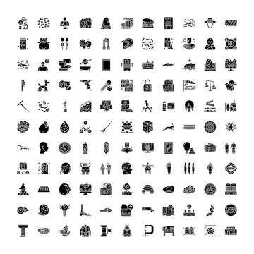 Diverse collection of flat glyph vector icons 스톡 일러스트