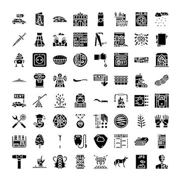 Diverse collection of flat glyph web icons Stock Illustration