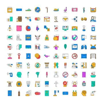 Diverse collection of flat line vector icons Illustrazione stock